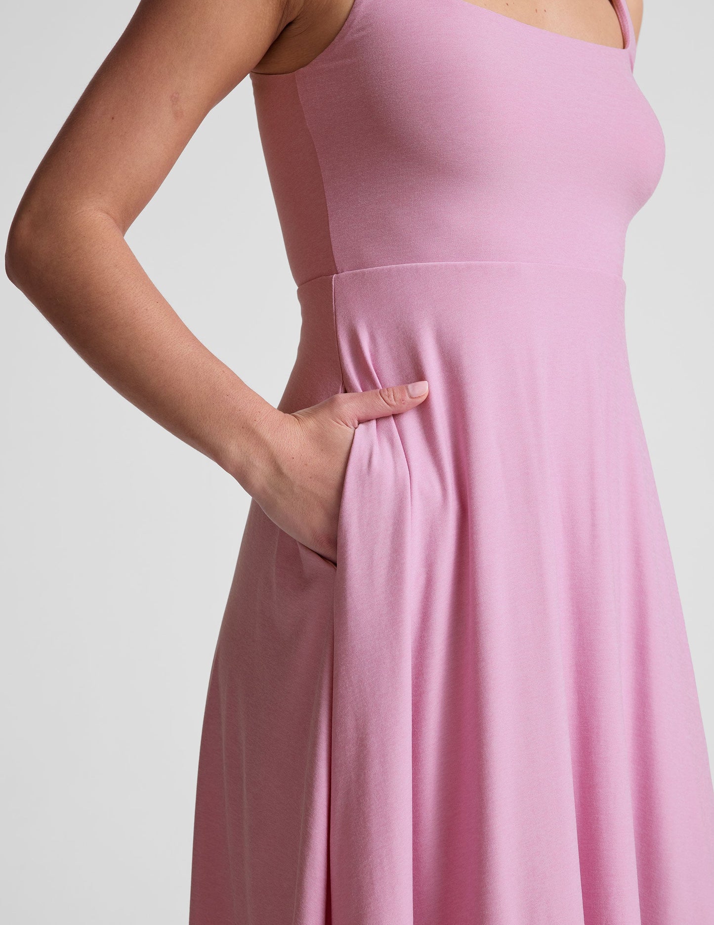 Featherweight Buttery Soft Square Neck Midi Dress with Pockets for Everyday Comfort