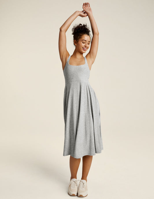 Featherweight Square Neck Midi Dress – Soft, Relaxed Fit, Everyday Pockets