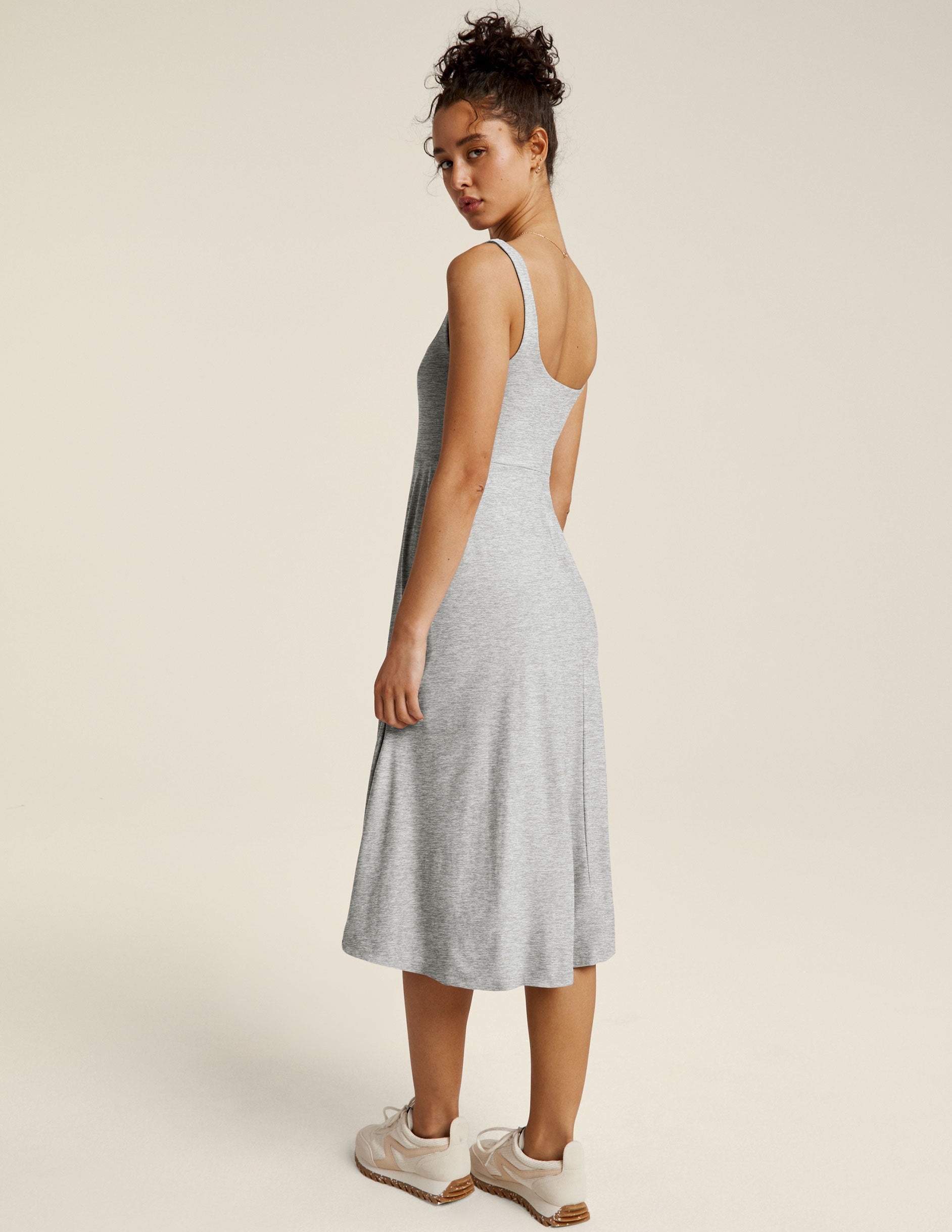 Featherweight Square Neck Midi Dress – Soft, Relaxed Fit, Everyday Pockets