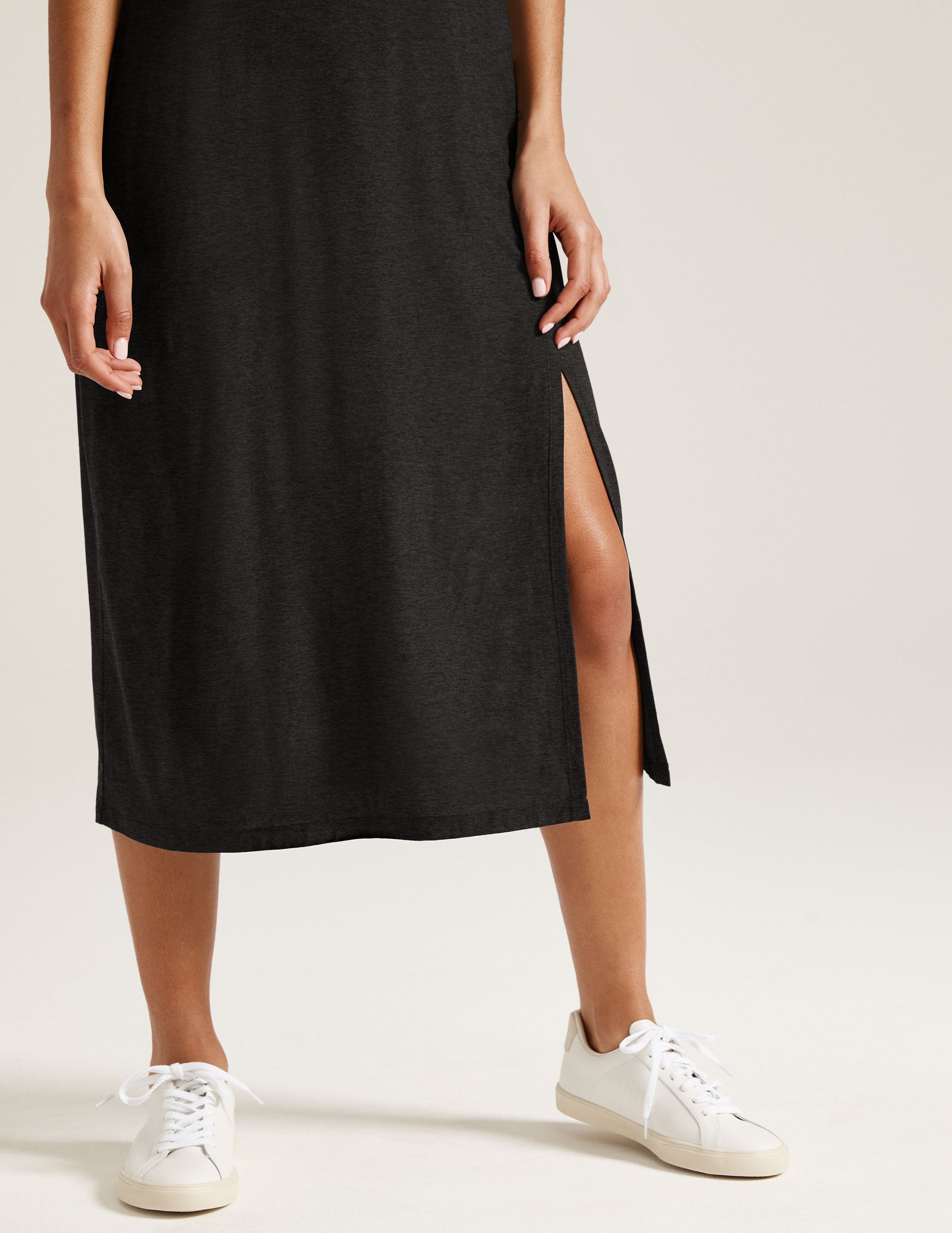Featherweight Square Neck Midi Dress: Comfortable, Stylish, UPF Protection, Side Slit