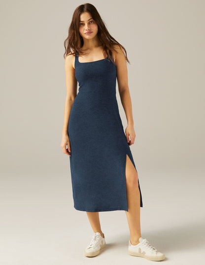 Soft Featherweight Square Neck Midi Dress with Slit | UPF Protection