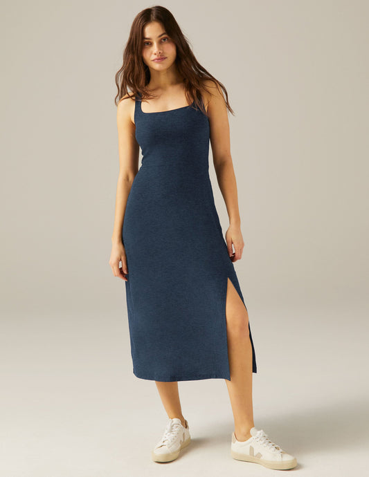 Soft Featherweight Square Neck Midi Dress with Slit | UPF Protection