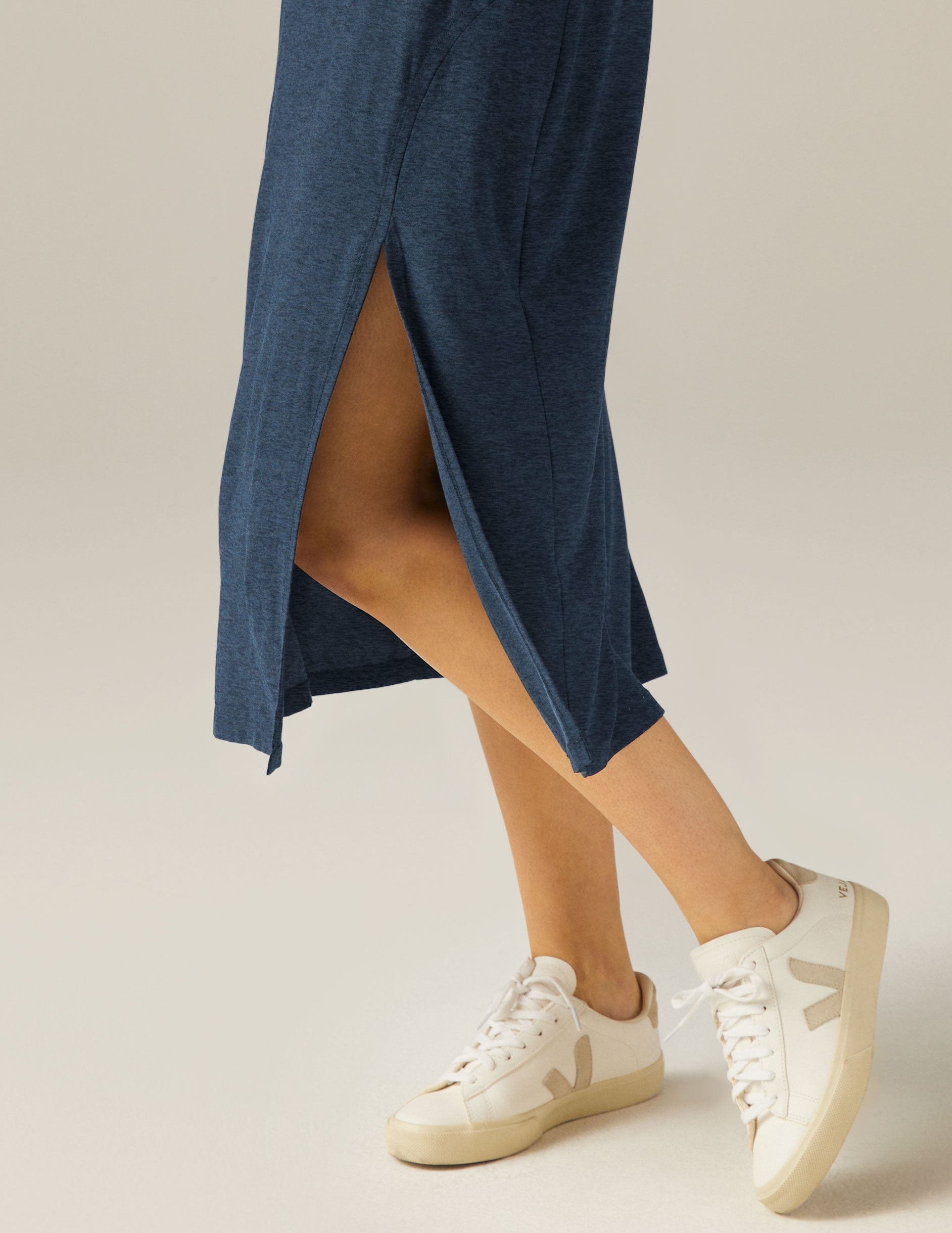 Soft Featherweight Square Neck Midi Dress with Slit | UPF Protection