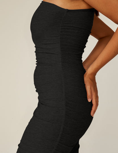 Chic Featherweight One-Shoulder Mini Dress: Ruched Sides, Flattering Fit, Black