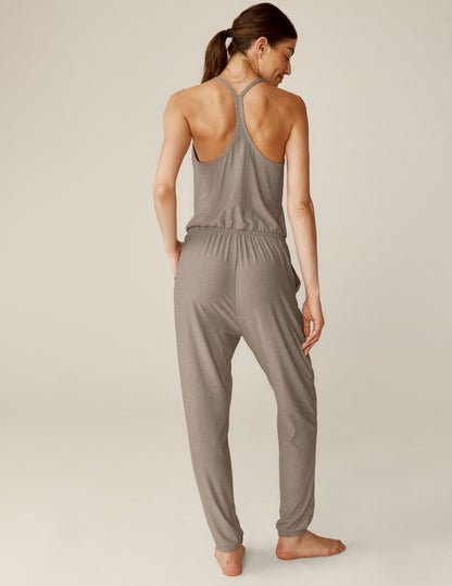 Featherweight Lace Racerback Jumpsuit: Ultra-Soft Comfort, Stylish Loungewear, Birch Heather