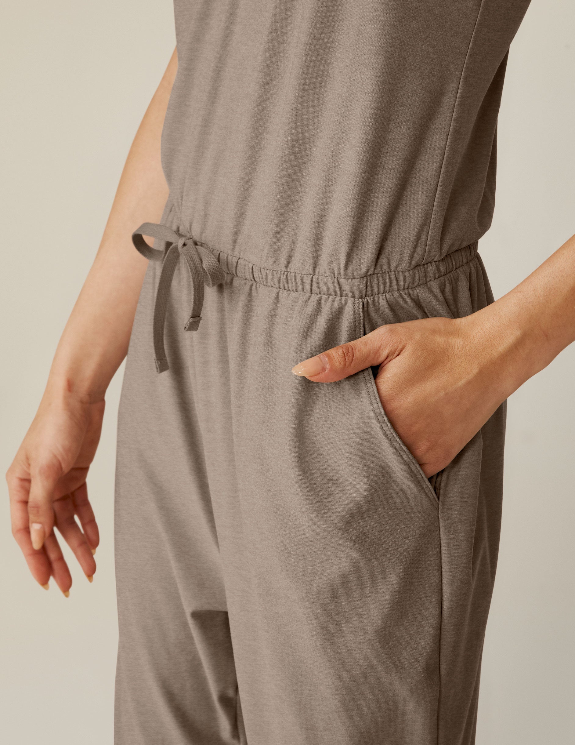 Featherweight Lace Racerback Jumpsuit: Ultra-Soft Comfort, Stylish Loungewear, Birch Heather