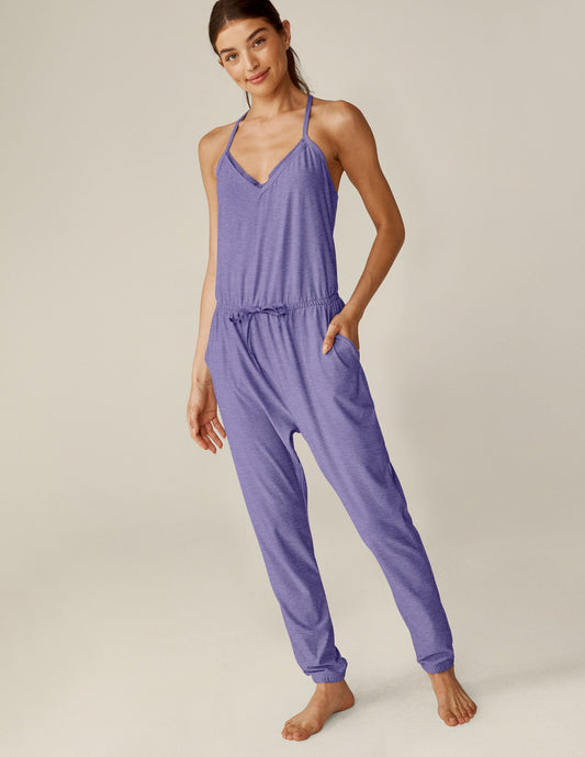Cozy Featherweight Dream Lace Racerback Sleep Jumpsuit with Pockets