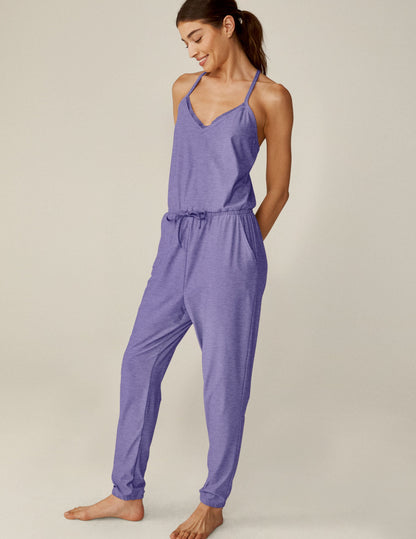 Cozy Featherweight Dream Lace Racerback Sleep Jumpsuit with Pockets