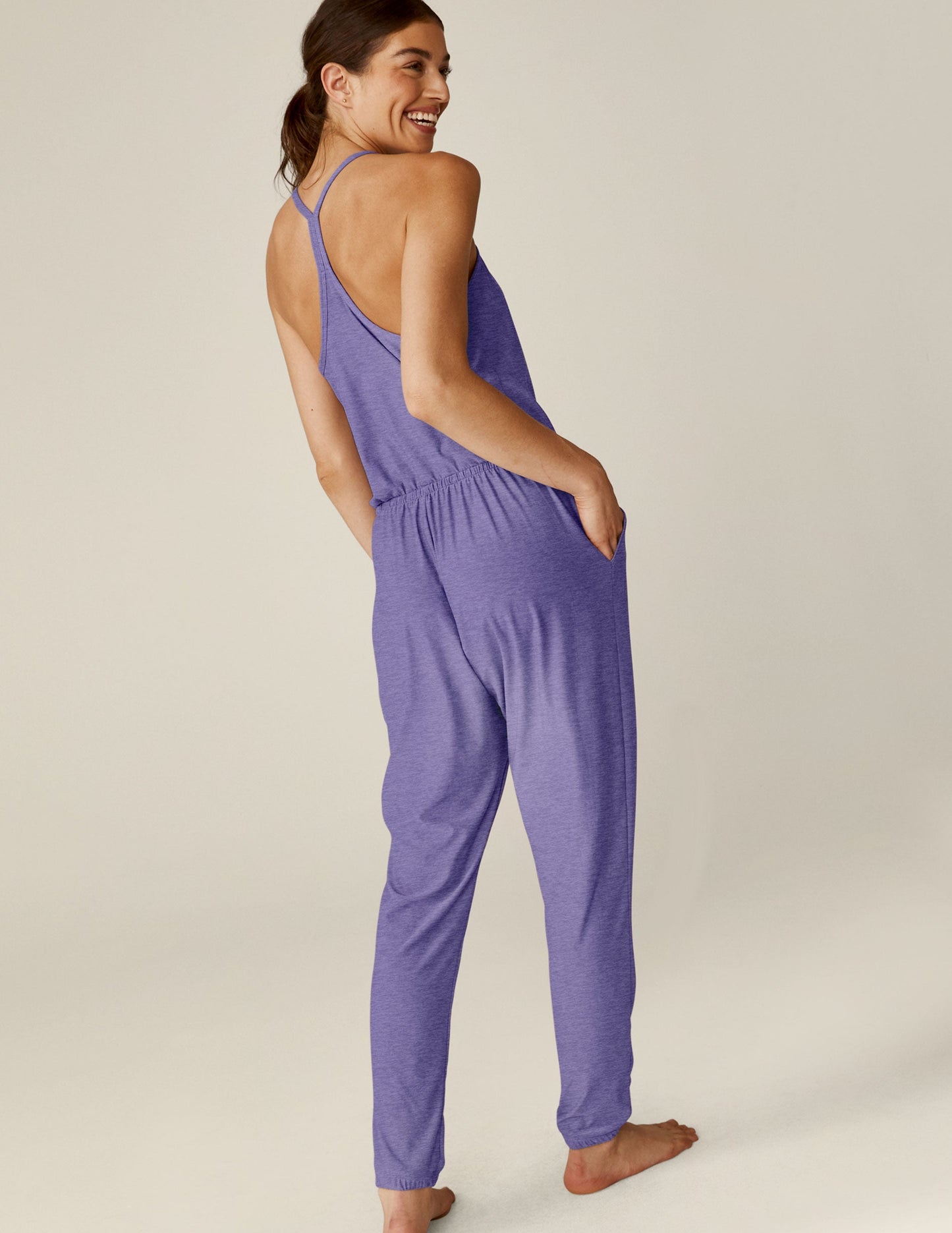 Cozy Featherweight Dream Lace Racerback Sleep Jumpsuit with Pockets