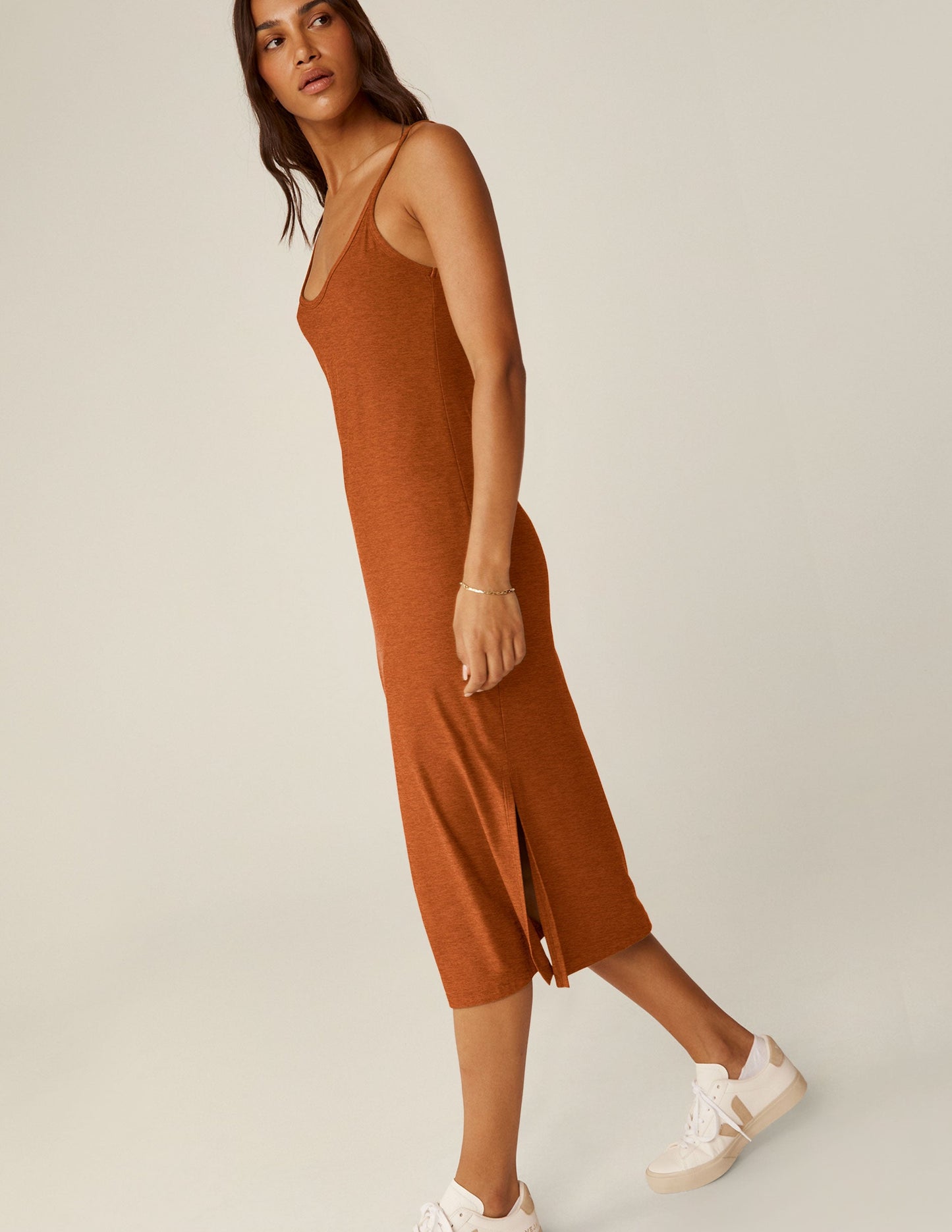 Featherweight Scoop Neck Midi Dress, Side Slits, Versatile Travel Comfort