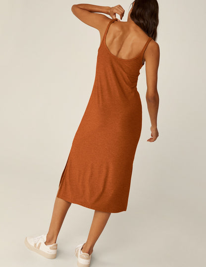 Featherweight Scoop Neck Midi Dress, Side Slits, Versatile Travel Comfort