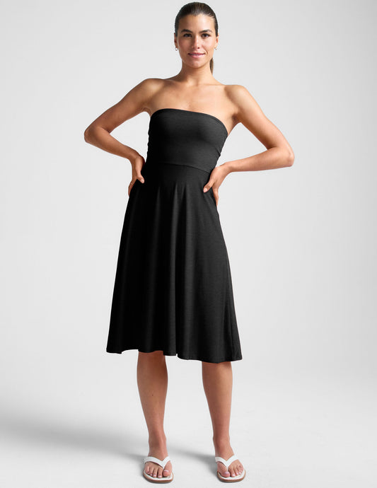 Featherweight Strapless Midi Dress with Built-in Bra and Pockets