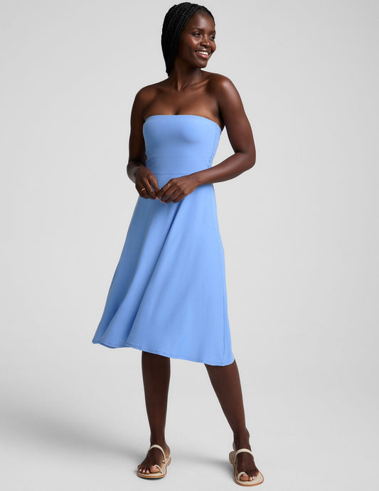 Featherweight Strapless Midi Dress with Built-in Bra for Effortless Comfort