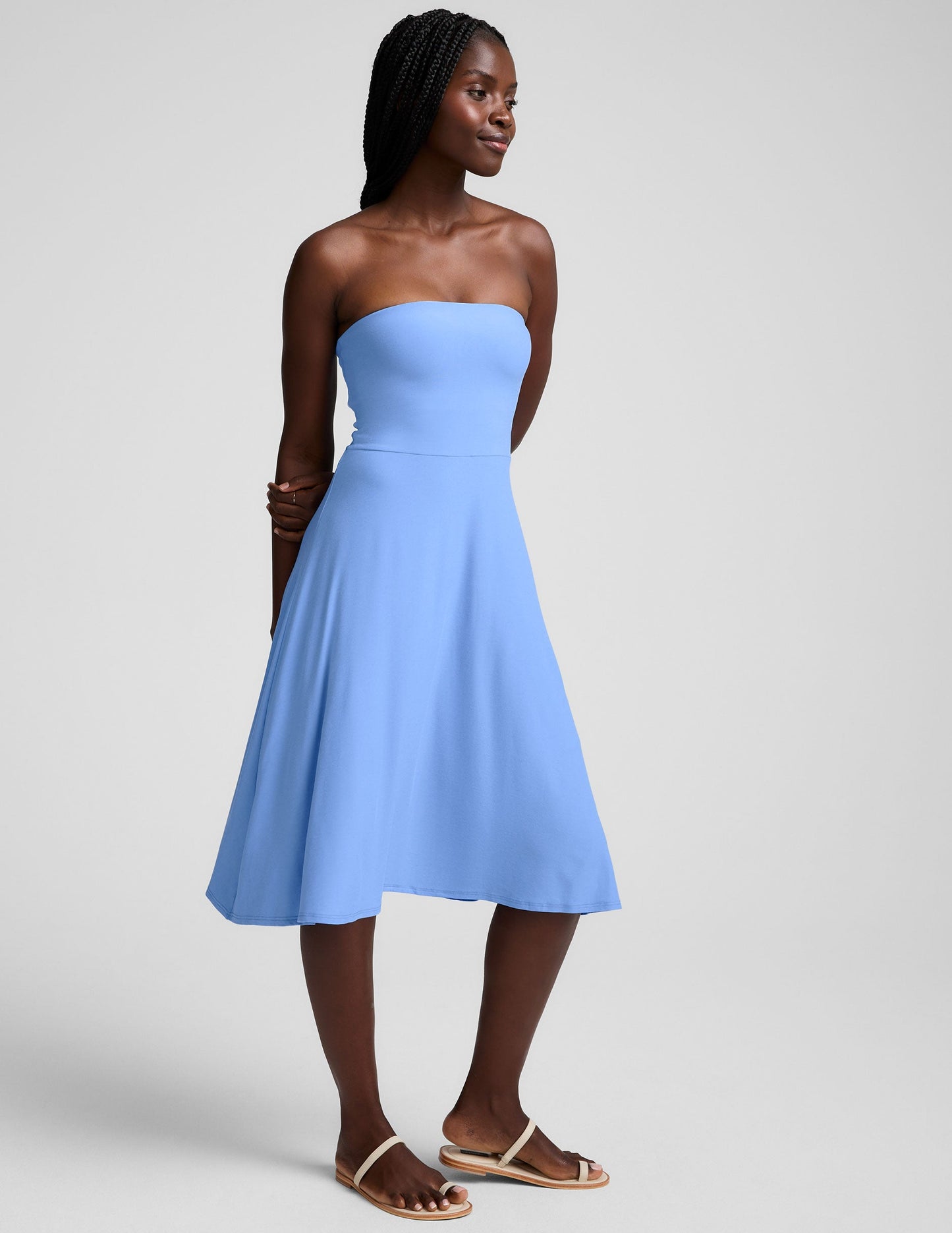 Featherweight Strapless Midi Dress with Built-in Bra for Effortless Comfort