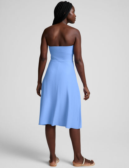 Featherweight Strapless Midi Dress with Built-in Bra for Effortless Comfort