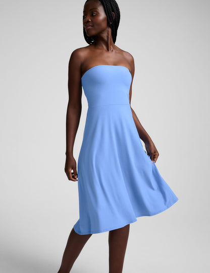 Featherweight Strapless Midi Dress with Built-in Bra for Effortless Comfort