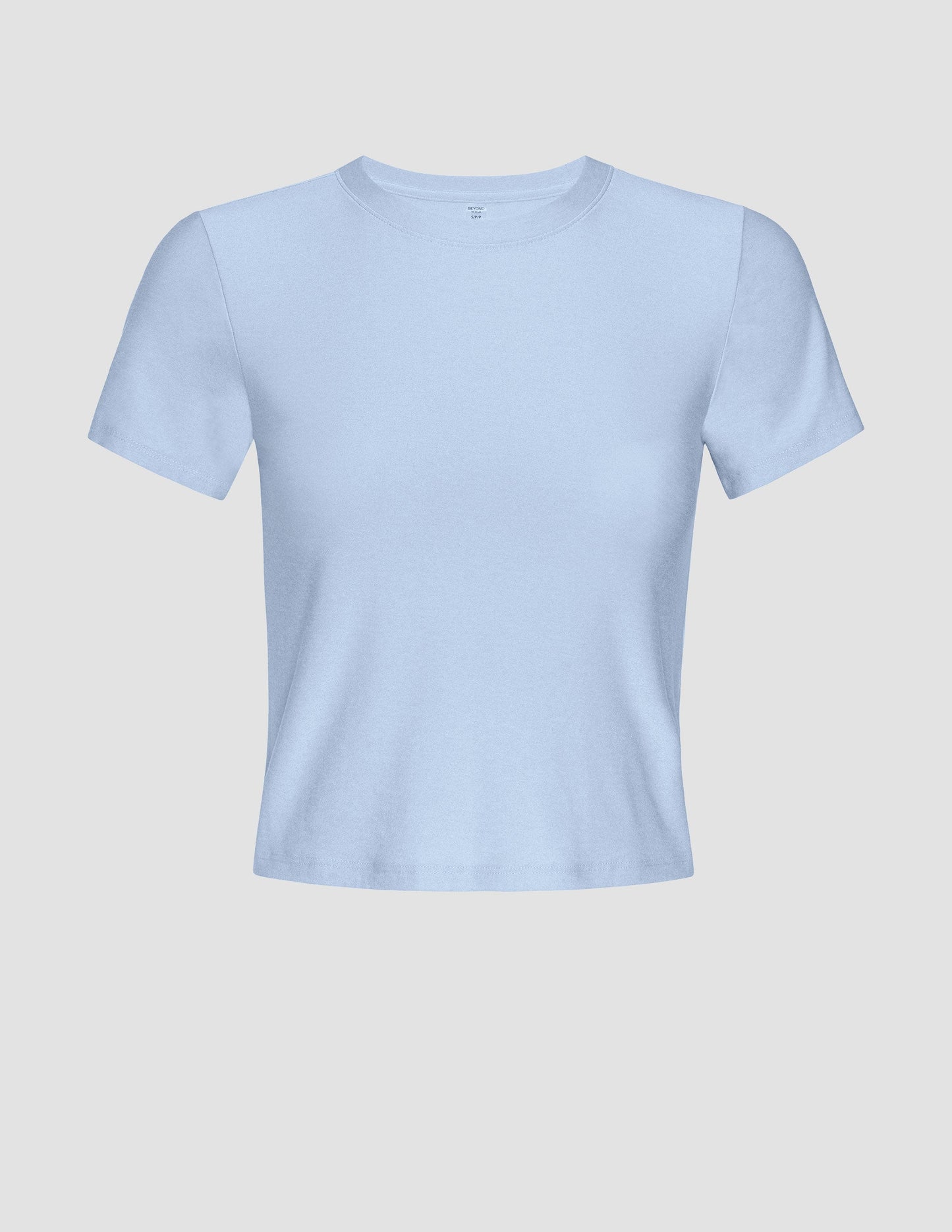 Ultra-Soft Featherweight Cropped Tee: Blue Zen Heather Fitted Short Sleeve Top