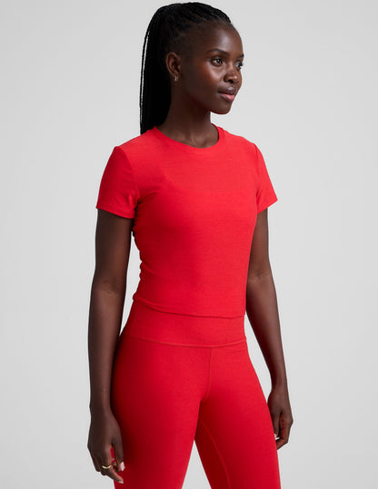 Featherweight Super Soft 90s Inspired Fitted Cropped Short Sleeve Tee Shirt