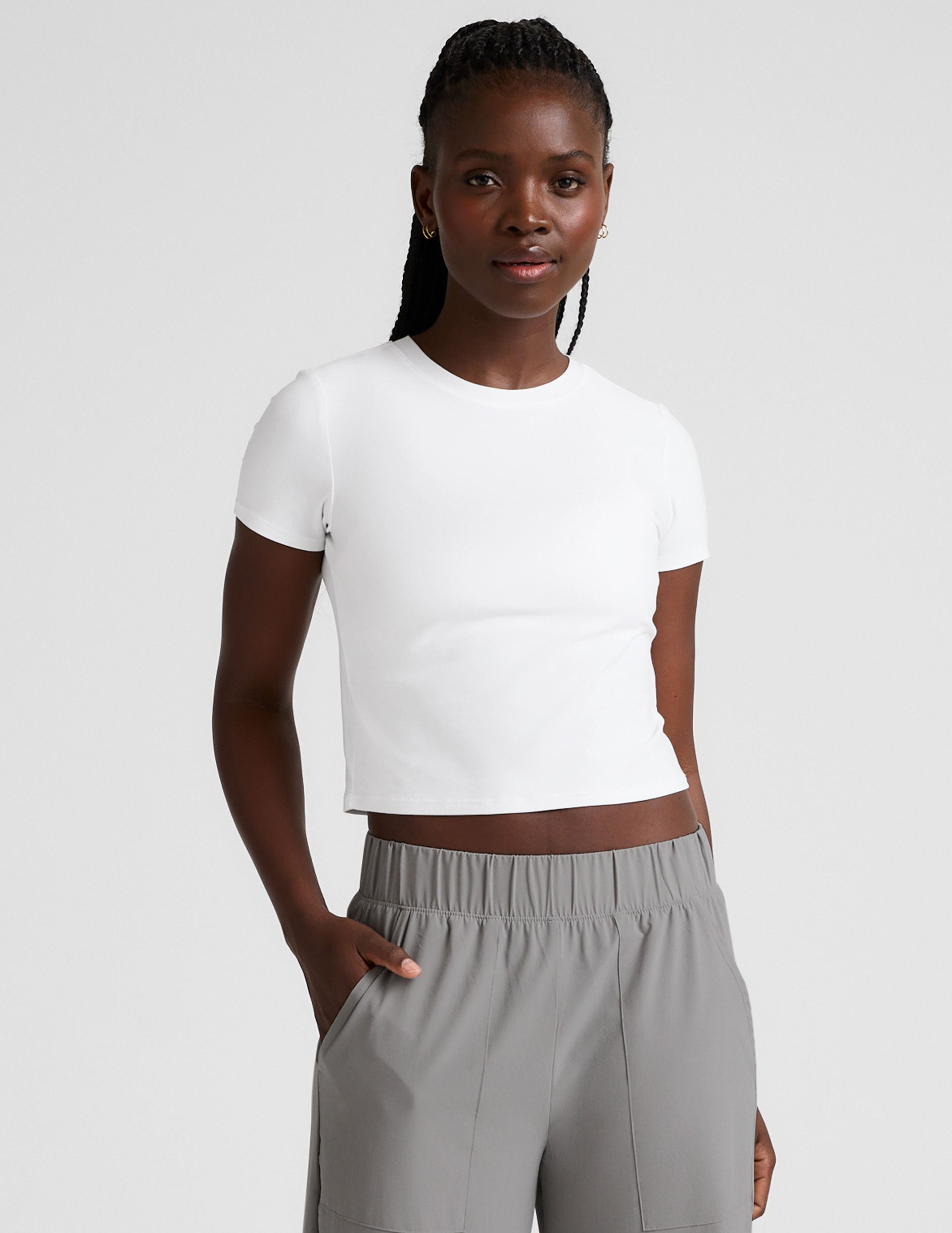 Ultra-Soft Featherweight Cloud White Cropped Baby Tee for Comfortable Everyday Style