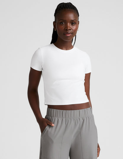 Ultra-Soft Featherweight Cloud White Cropped Baby Tee for Comfortable Everyday Style