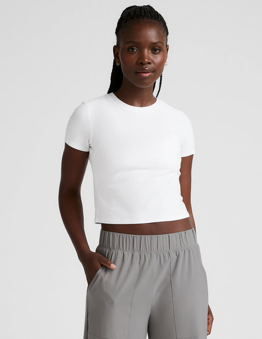 Ultra-Soft Featherweight Cloud White Cropped Baby Tee for Comfortable Everyday Style