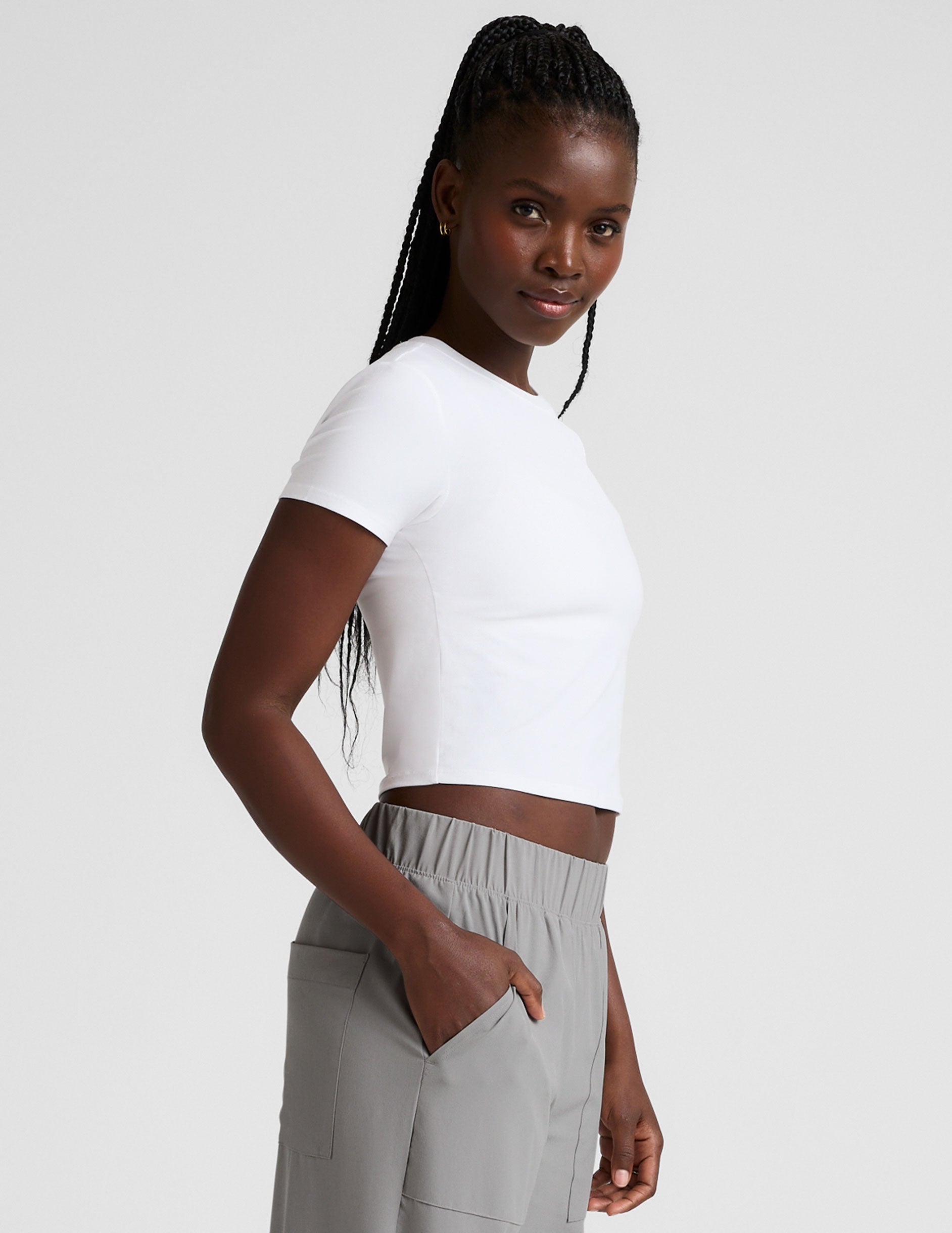 Ultra-Soft Featherweight Cloud White Cropped Baby Tee for Comfortable Everyday Style