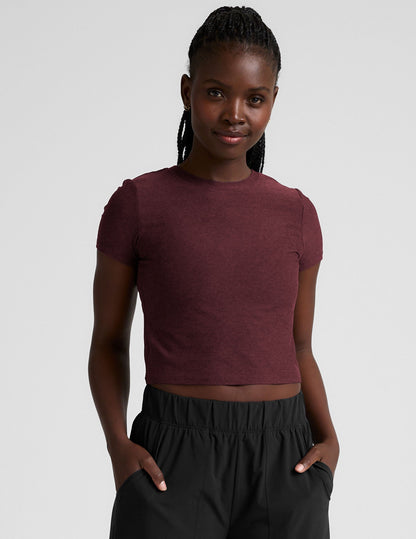 Featherweight Supersoft Cropped Tee - 90s Inspired Fitted Burgundy Style