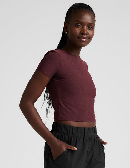 Featherweight Supersoft Cropped Tee - 90s Inspired Fitted Burgundy Style