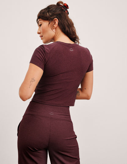 Featherweight Supersoft Cropped Tee - 90s Inspired Fitted Burgundy Style