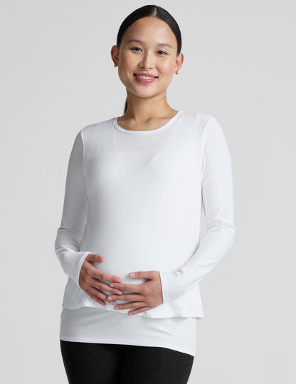 Beyond Yoga Featherweight Under Wraps Nursing Overlap Tee: Ultra Soft Maternity Long Sleeve
