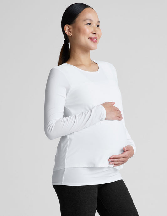 Beyond Yoga Featherweight Under Wraps Nursing Overlap Tee: Ultra Soft Maternity Long Sleeve