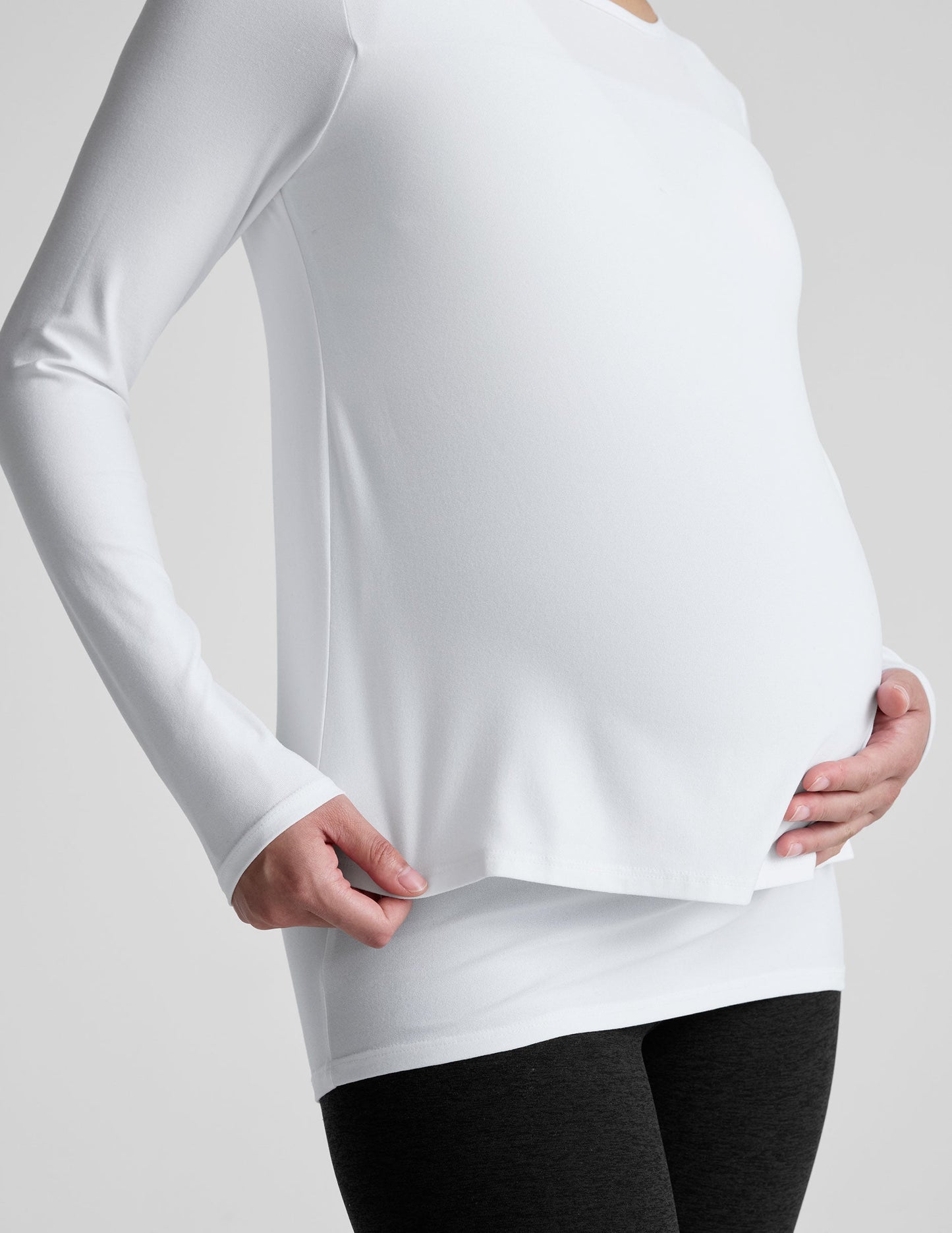 Beyond Yoga Featherweight Under Wraps Nursing Overlap Tee: Ultra Soft Maternity Long Sleeve
