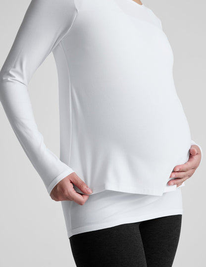 Beyond Yoga Featherweight Under Wraps Nursing Overlap Tee: Ultra Soft Maternity Long Sleeve