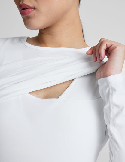 Beyond Yoga Featherweight Under Wraps Nursing Overlap Tee: Ultra Soft Maternity Long Sleeve