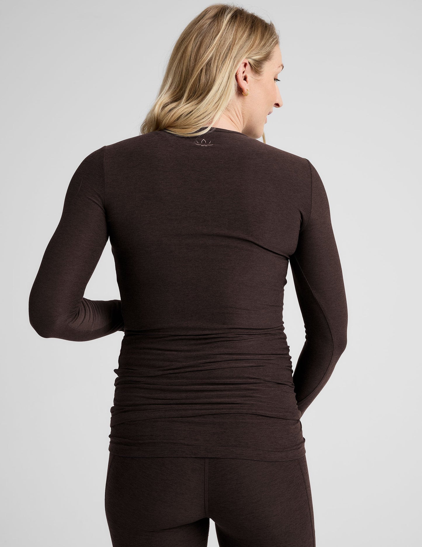 Soft Featherweight Crew Neck Maternity Pullover Top with Thumbholes