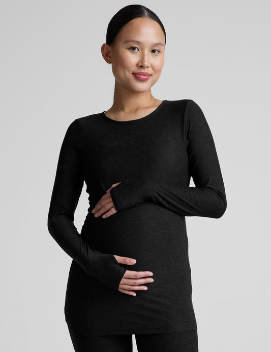 Featherweight Soft Maternity Crew Pullover Long Sleeve Top for Everyday & Yoga