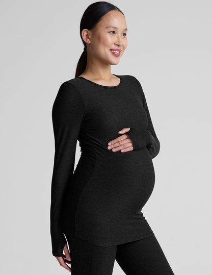Featherweight Soft Maternity Crew Pullover Long Sleeve Top for Everyday & Yoga