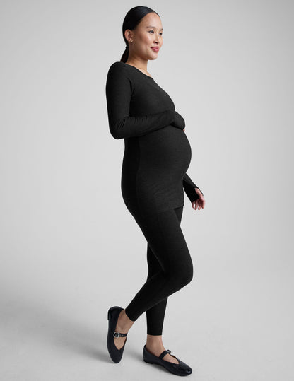 Featherweight Soft Maternity Crew Pullover Long Sleeve Top for Everyday & Yoga