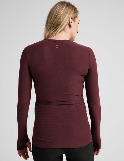 Featherweight Maternity Crew Pullover Top: Soft, Breathable, Thumbholes, Pregnancy & Beyond