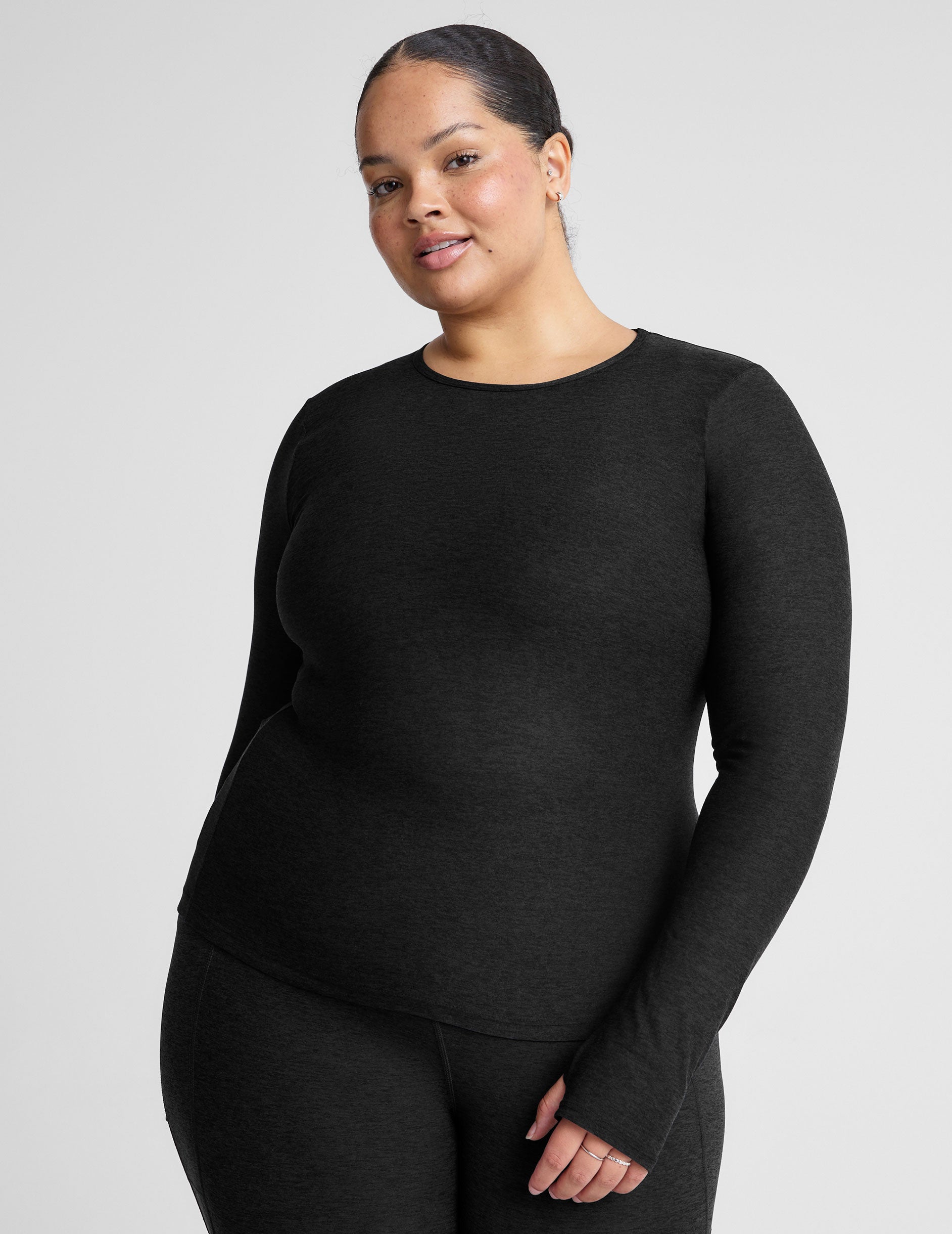 Featherlight Spacedye Crew Neck Pullover Long Sleeve Top for Women