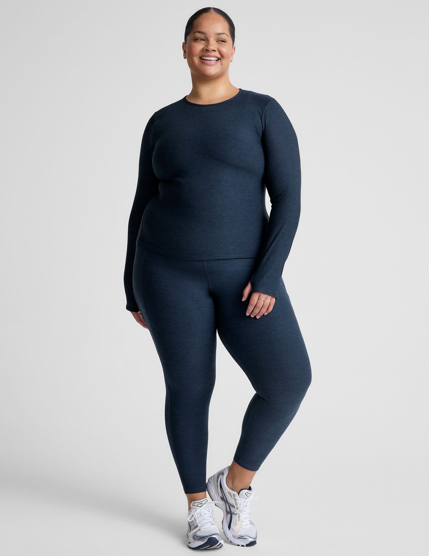 Soft Featherweight Spacedye Crew Neck Pullover Top for Women - Nocturnal Navy
