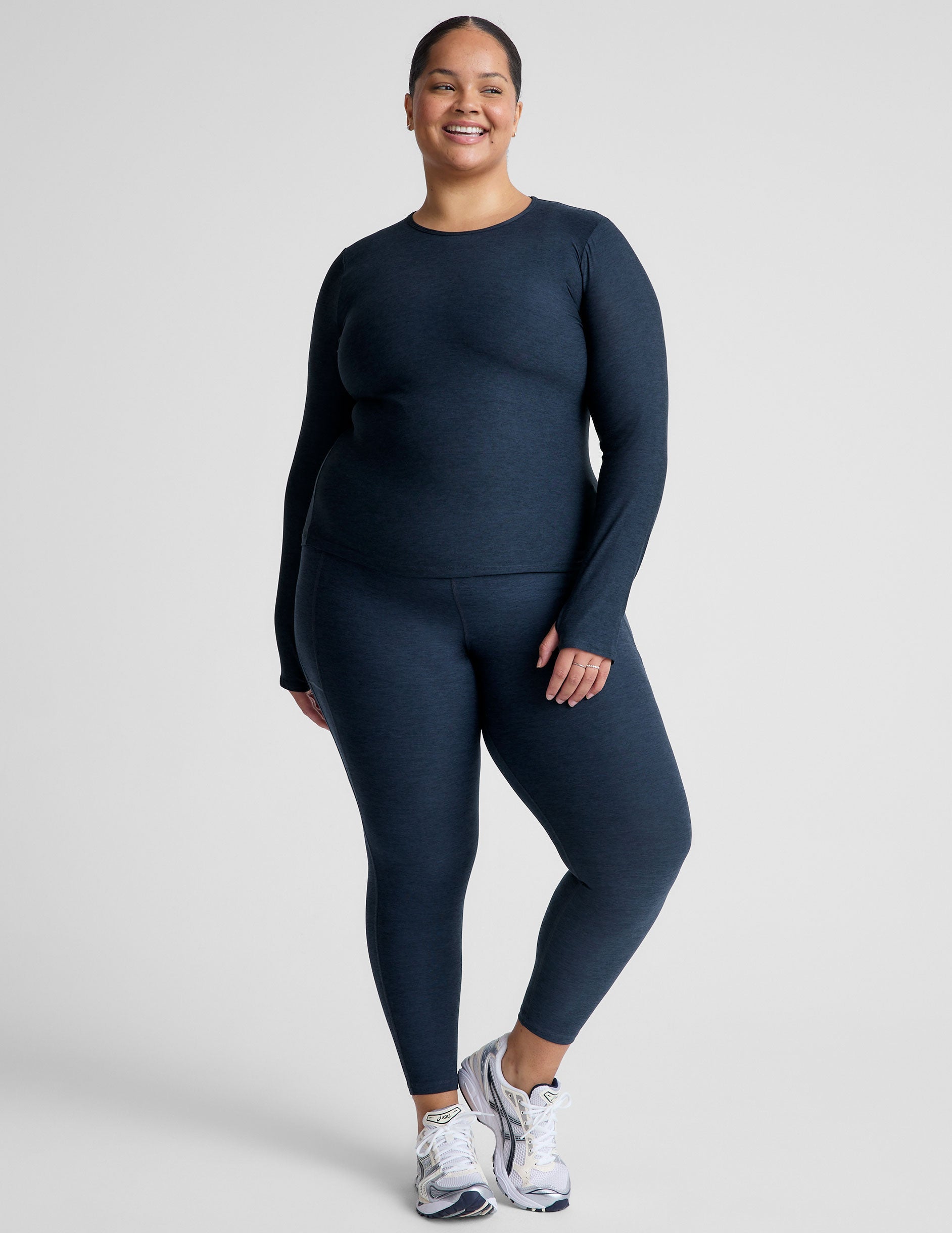 Soft Featherweight Spacedye Crew Neck Pullover Top for Women - Nocturnal Navy