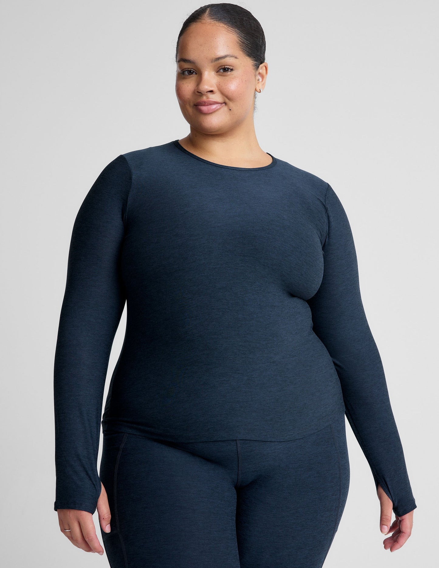 Soft Featherweight Spacedye Crew Neck Pullover Top for Women - Nocturnal Navy