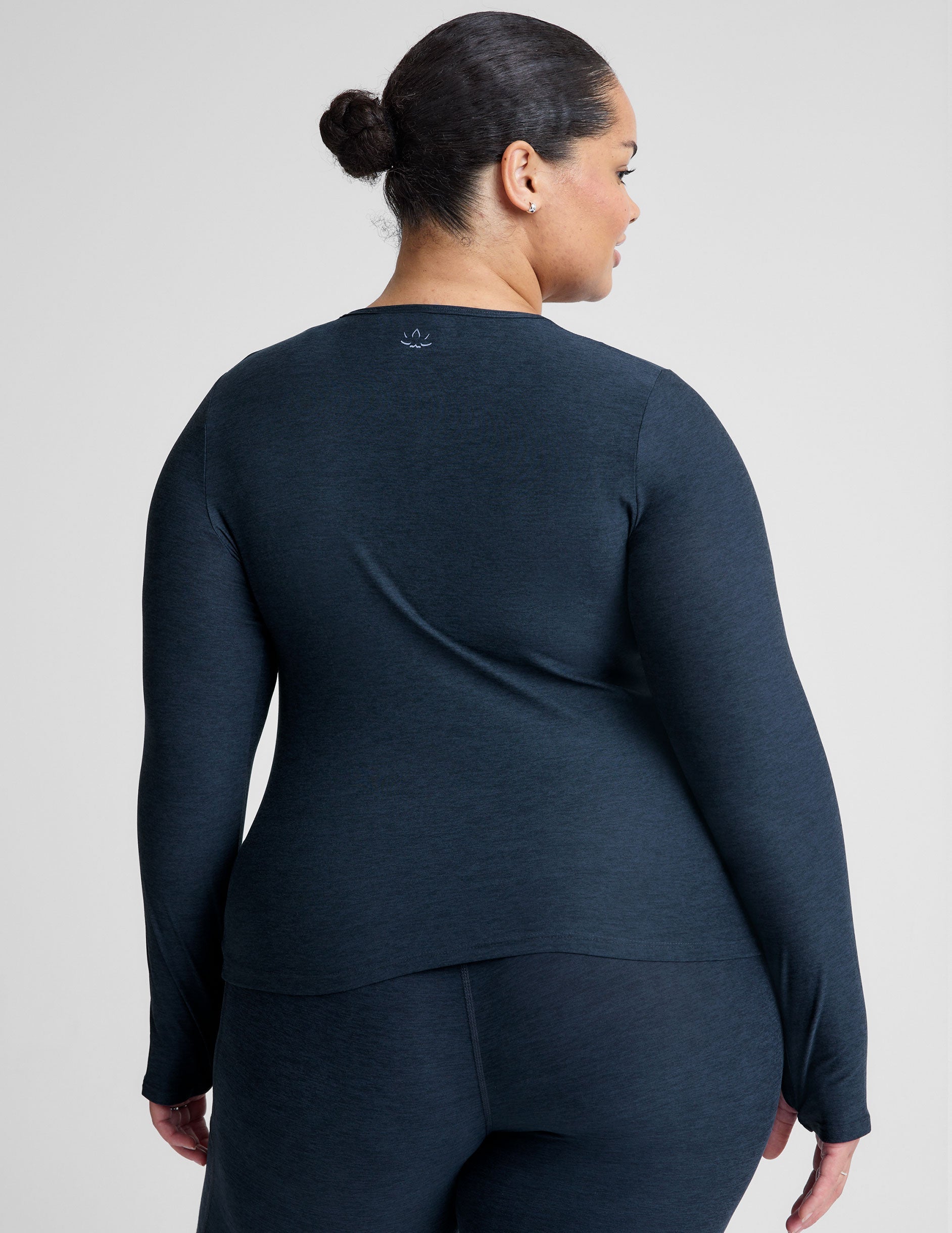 Soft Featherweight Spacedye Crew Neck Pullover Top for Women - Nocturnal Navy
