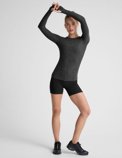 Featherweight Spacedye Classic Crew Pullover Top: Soft, Fitted, Lightweight Comfort