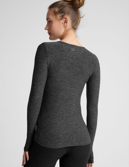 Featherweight Spacedye Classic Crew Pullover Top: Soft, Fitted, Lightweight Comfort