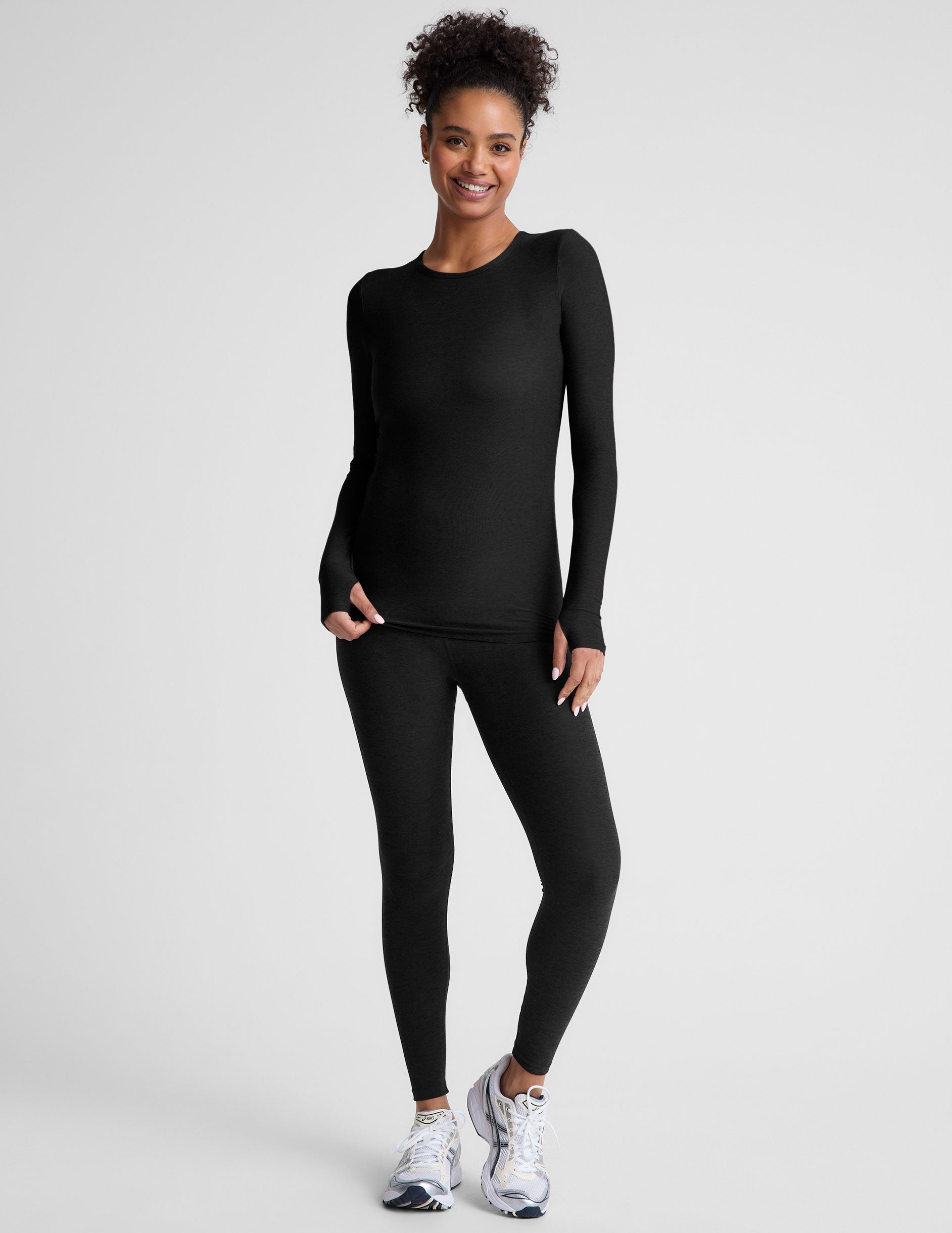 Featherlight Spacedye Crew Neck Pullover Long Sleeve Top for Women