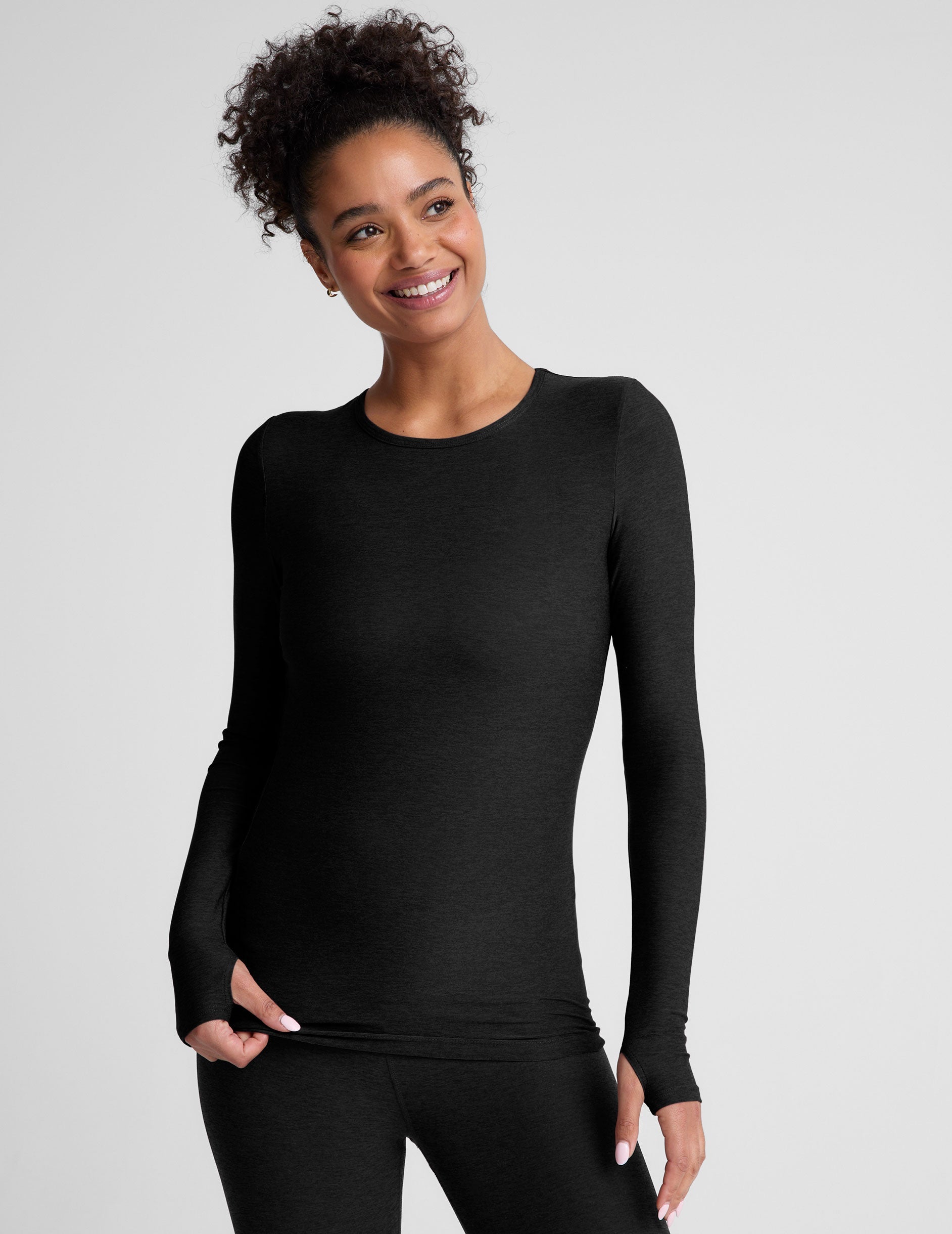 Featherlight Spacedye Crew Neck Pullover Long Sleeve Top for Women