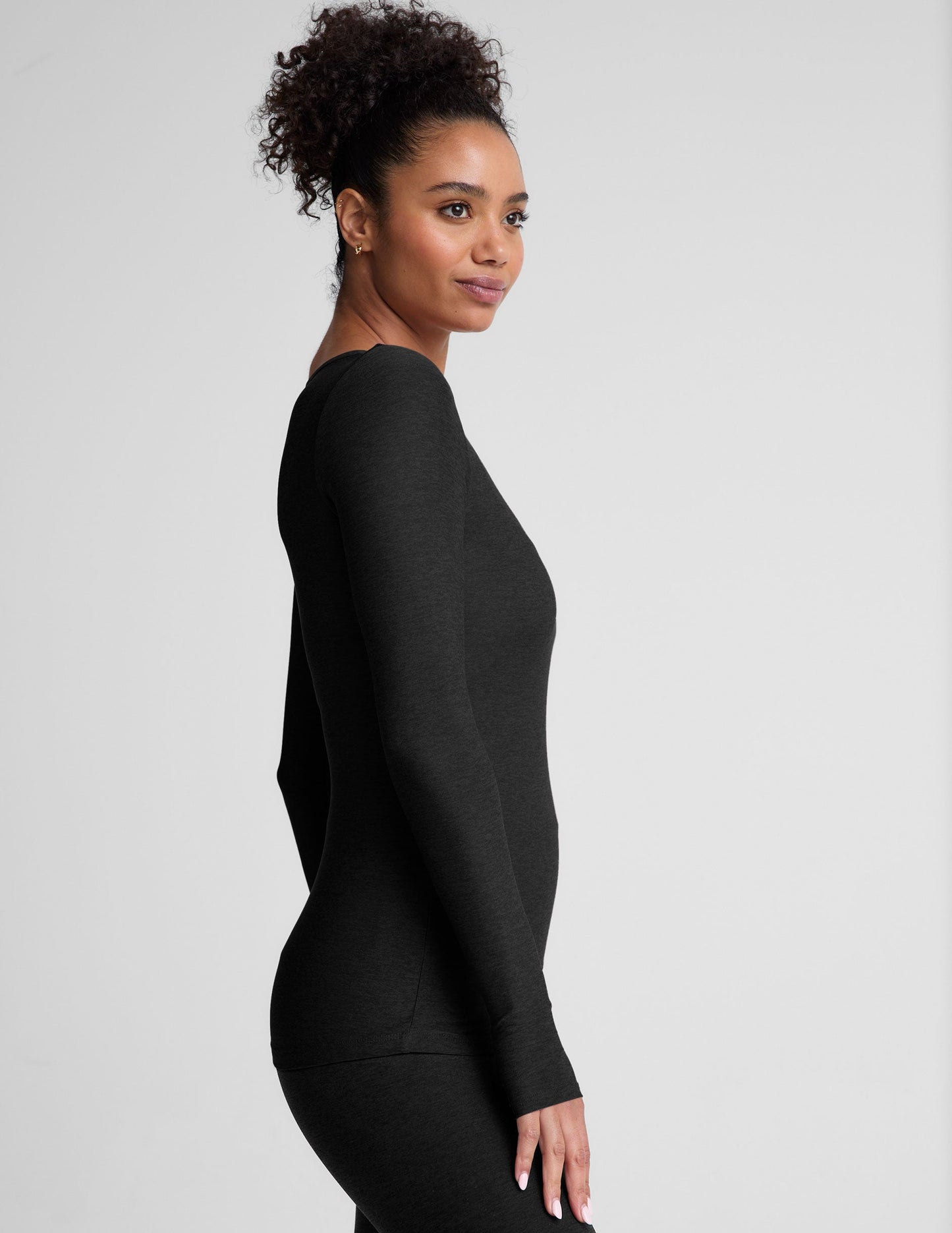 Featherlight Spacedye Crew Neck Pullover Long Sleeve Top for Women