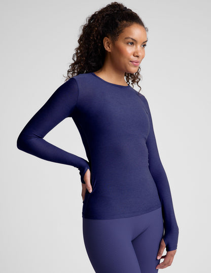Ultra-Soft Featherweight Spacedye Classic Crew Pullover Long Sleeve Top